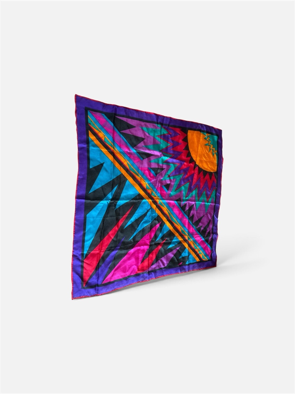 Vintage Echo 100% Silk 2-Piece Scarf Set – 90s Memphis Geometric